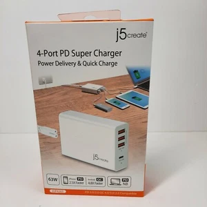 J5CREATE JUP4263 4-Port PD 63W Super Charger by j5create USB C 45W Output - Picture 1 of 4