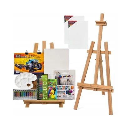 QLS Staffelei Holzstaffelei Set Standstaffelei Malstaffelei Atelierstaffelei Malset