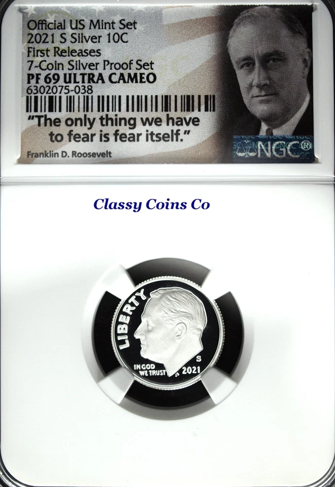 2021 S NGC PF 69 UCAM Silver Roosevelt Dime ☆☆ First Release ☆☆ .999 Fine Silver - Image 1 of 2