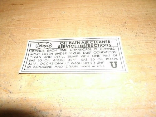 1952 1953 LINCOLN COSMOPOLITAN CAPRI AIR CLEANER BASE SERVICE INSTRUCTIONS DECAL - Image 1 of 1