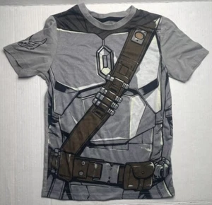 Star Wars The Mandalorian Graphic Short Sleeve T-Shirt Youth Boys Size 7/8 Gray - Picture 1 of 3
