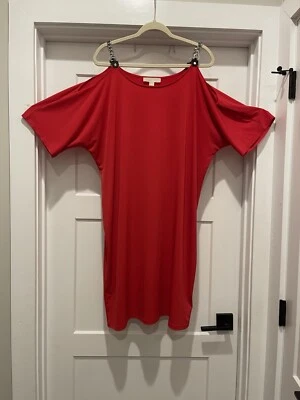Michael Kors Red Cold Shoulder Silver Link Chain Strap Dress 2xl - Изображение 1 из 4