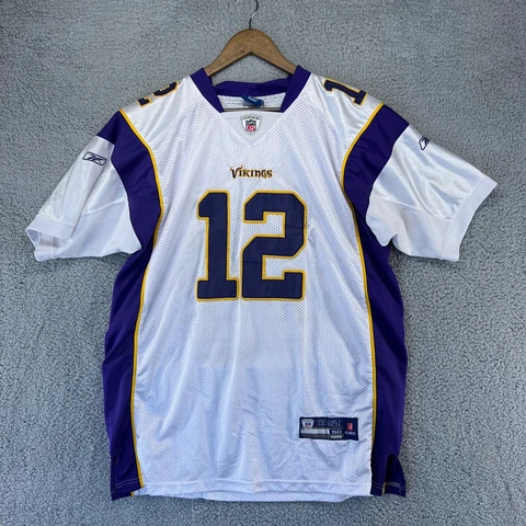 Reebok Minnesota Vikings Jersey Adult 50 White Purple Percy Harvin Sewn #12 Logo Cover