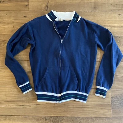 Vintage 60's Hombres Mediano/Pequeño Azul/Blanco Pista con Cremallera - Envío Gratis Foto 1 de 4