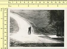 185 Two People on Park Pathway Serene Landscape Silhouettes VTG ORG OLD PHOTO
