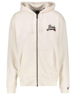 Novo moletom com capuz Hugo BOSS RA Russel Athletic creme branco com zíper - Imagem 1 de 4