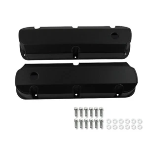 For Small Block Ford 260 289 351 Aluminum Tall Valve Covers w/ Hole Black Coated - Picture 1 of 5