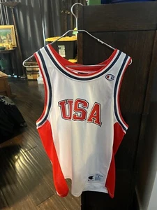 Team USA Olympic Red White Blue Champion Basketball Jersey Men's Size LG Jordan - Picture 1 of 8