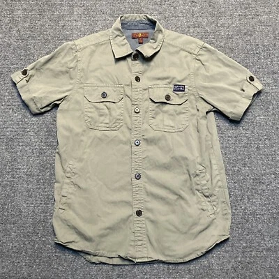 Camisa abotonada manga corta 7 For All Mankind talla mediana oliva para niños Foto 1 de 4