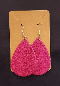 Gift Glitter Magenta Pink Earrings Sparkling Women Teen Stocking Stuffers - Picture 1 of 2