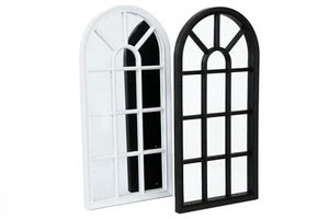 White & Black Arched Wall Mirror Window Church Style Hallway Garden Indoor Decor - Picture 1 of 3