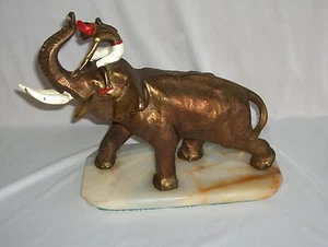 Estatuilla de colección escultura de elefante de latón manipulador de la India base de mármol - Imagen 1 de 12