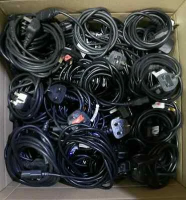 ** JOB LOT ** 50 x Power Mains PC Kettle Cable Lead 3 Pin UK IEC C13 TV's. USED - Image 1 of 2