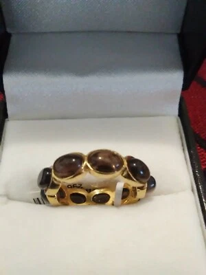 Anillo de eternidad de cuarzo ahumado 14K YG sobre plata de ley 3,24 cts talla 5,5 Foto 1 de 4