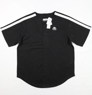 Kappa подлинный Tiago мужской кнопка спереди Джерси рубашка черный белый S в полоску сетки - Изображение 1 из 4