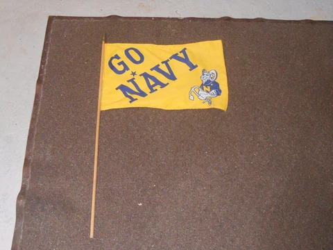 Vintage 70'S  Dark Blue & Gold Navy Flag "Go Navy” 12" x 18",, FREE SHIPPING Cover
