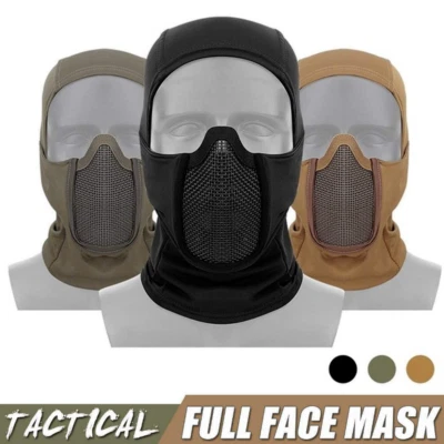 Breathable Tactical Balaclava Steel Mesh Face Mask Men Shooting Hunting Headgear - Image 1 of 4