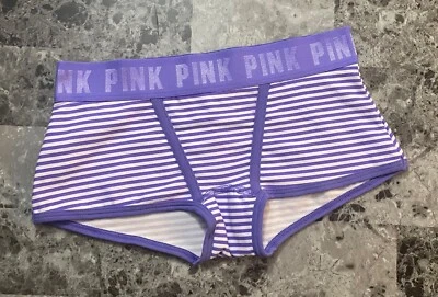 NUEVO CON ETIQUETAS BRAGAS CORTAS VICTORIA'S SECRET ROSA XS PÚRPURA BLANCO A RAYAS BANDA GRUESA Foto 1 de 3