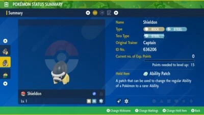 Pokemon Scarlet Violet Ultra Shiny 6IV Shieldon - Fast Trade - FREE Masterball