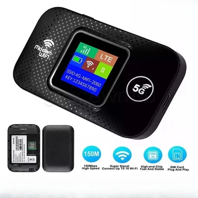 Portable Unlocked 5G LTE Wireless WiFi Router Mobile Broadband LCD MIFI Hotspot - Image 1 of 4