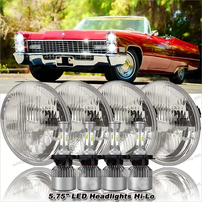 Faros LED de haz alto bajo para Cadillac DeVille 1958-1974 4 piezas 5-3/4 5,75" Foto 1 de 4