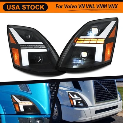 Par de faros LED para camioneta Volvo VNL VNX 2004-2017 2018 conjunto de faros Foto 1 de 4