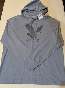 American Eagle Herren Medium Langarm Hemd mit Kapuze Neu mit Etikett hellblau - Bild 1 von 9