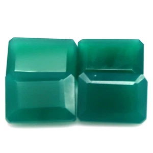 25.70 CT. Unheated 4Pcs Green Agate Botswana Octagon - Picture 1 of 4