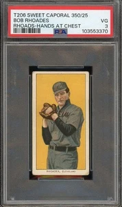 1909 T206 Rhoades (Hands at Chest) - Cleveland Naps - PSA 3 - Bild 1 von 2