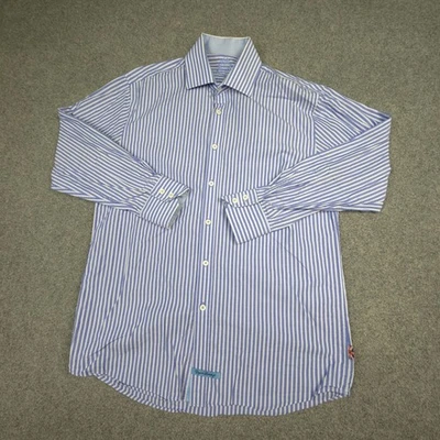 English Laundry Shirt Men LARGE blue striped Long Sleeve Button up cotton Size L - image 1 of 4