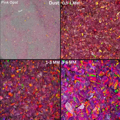 Crushed Pink Opal Gemstone Coarse All Size Multi Fire Opal For Inlays & Woodwork - Image 1 of 4