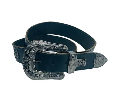 B.B. Cinturón Simon Hebilla Talla 38 Laguna Beach Jean Co. Cinturón Occidental Cuero Negro Foto 1 de 4