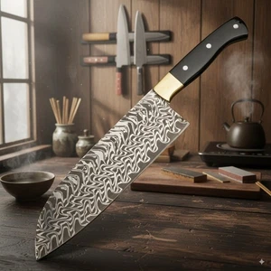 EXCELENTE CUCHILLO JAPONÉS SANTKO HECHO A MANO AFILADO, CAJA DE MADERA EXÓTICA O-212 - Imagen 1 de 8