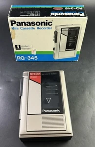 VINTAGE NEW PANASONIC MINI CASSETTE RECORDER RQ-345 W/ BOX AND MANUAL Vb10 - Picture 1 of 10