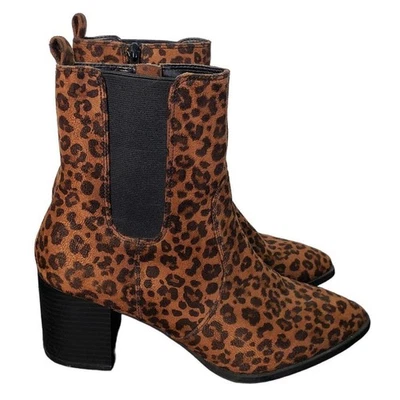 Express Mujer 8.5 Estampado Leopardo Tacón Botines Botas Cremallera Lateral Mobwife Foto 1 de 4