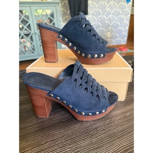 MICHAEL Michael Kors Clog Mule Sandal Sport Suede w/ Metal Studs and Logo Sz. 8 - Picture 1 of 10