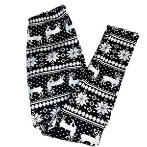 Weihnachten Rentier Schneeflocken Fair Isle Druck Leggings Einheitsgröße 4-12 hinten weiß - Bild 1 von 7