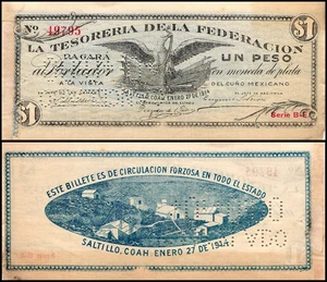 Mexico 1 Peso Special Bond Note, 1914, P-S645, Used - Picture 1 of 1