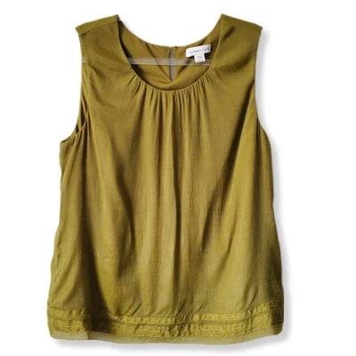 Blusa sin mangas Coldwater Creek L verde terroso neutro Lagenlook Foto 1 de 4