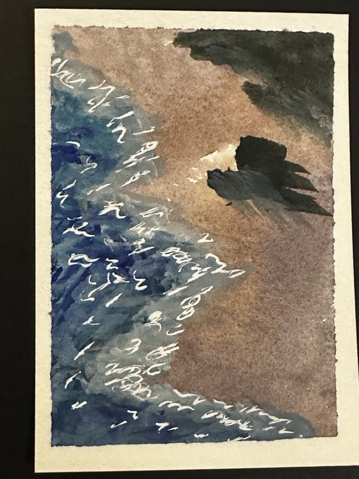"Mini pintura acuarela original ACEO Ocean Waves de playa dunas 2,5 x 3,5""" Foto 1 de 1