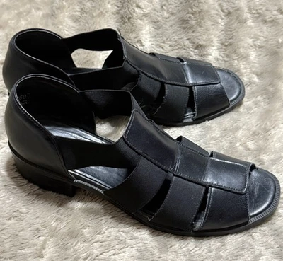 Sandalia de pescador Munro Sport de cuero negro con tiras M703211 para mujer 8M Foto 1 de 4