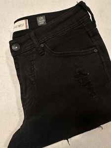 Departwest Jeans Men's 27R Black Dark Black Tapered Leg Jeans Trouper skinny - Picture 1 of 8