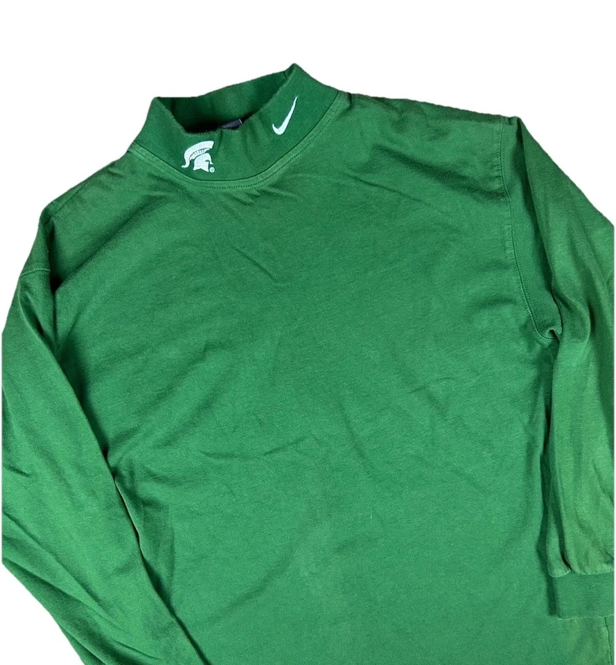 Camisa De Colección Nike Team Michigan State Spartans Cuello Simulado L/S Talla Mediana Verde Y2K Foto 1 de 4