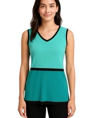 Túnica Misook Tejida Sin Mangas Bloque de Color Aqua Turquesa Talla S Foto 1 de 4