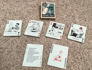 Tarjetas de juego de bolos vintage 52 divertidas caricaturas y 2 comodines - completas - Imagen 1 de 12