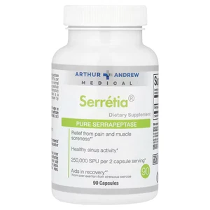 Arthur Andrew Medical, Serretia, Pure Serrapeptase, 90 Kapseln, Ablaufdatum: 05/2027 - Bild 1 von 2