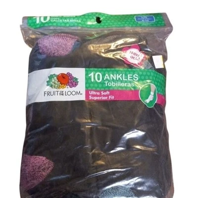 Paquete de 10 calcetines tobilleros FOTL talla L 4 10 niñas tacón de spandex negro ultra suave NUEVO Foto 1 de 4