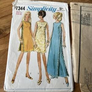 Vintage 1960's Simplicity Misses Dress & Overdress Sewing Pattern 7344 Complete - Picture 1 of 4