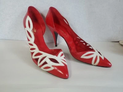 Sacha London Talla 8 B Redo Cuero Tacones Altos Blanco Superpuesto Con Recortes D’Orsay Foto 1 de 4