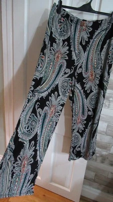 M&CO ● size 22 24 ● black paisley stretchy trousers womens ladies - Image 1 of 4